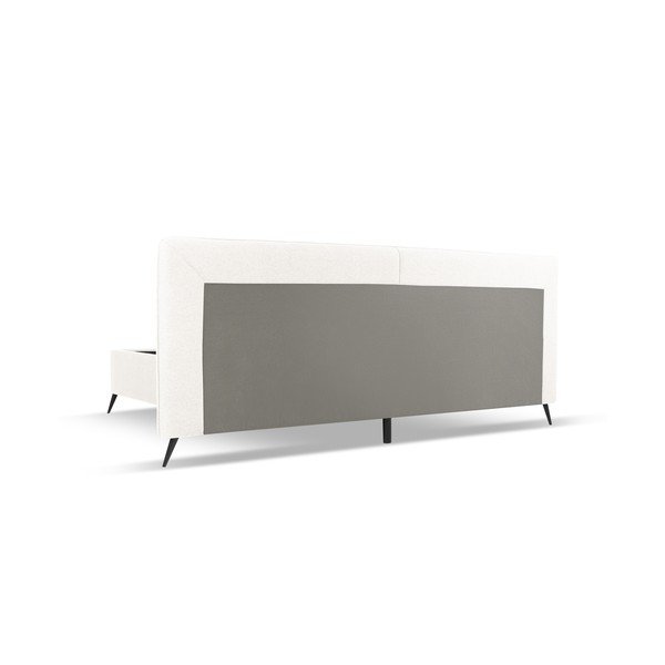 Кремаво тапицирано двойно легло с място за съхранение и решетка 160x200 cm Walter - Milo Casa-image-3