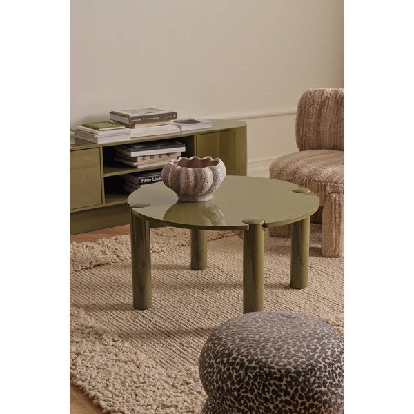 Кръгла масичка за кафе от МДФ в цвят каки ø 80 cm Pussel – Ellos Home-image-1