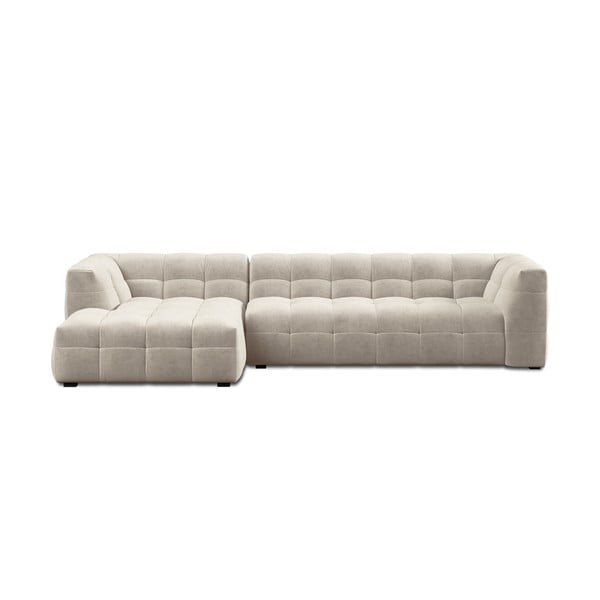 Бежов ъглов диван от кадифе , ляв ъгъл Vesta - Windsor & Co Sofas