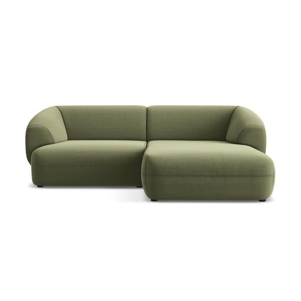Зелен кадифен ъглов диван (десен ъгъл) Moana – Makamii