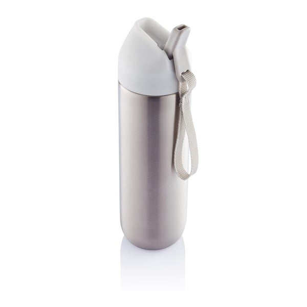 Сиво-бяла бутилка за вода от неръждаема стомана XD Design Neva, 500 ml - XD Design