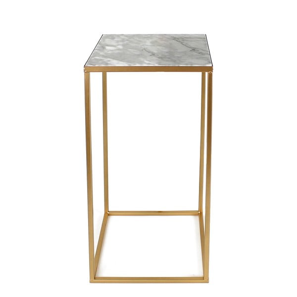 Bílý kovový stolek s mramorovou deskou HF Living