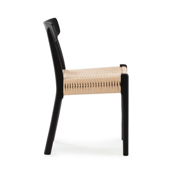 Черни трапезни столове в комплект 2 бр. от масивно каучуково дърво Biel – MOME-image-4