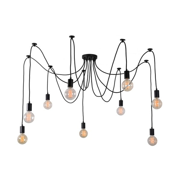 Черна лампа за таван с 9 крушки Spider Lamp - Filament Style