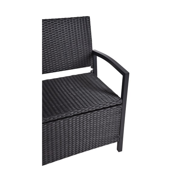 Черна градинска пейка от изкуствен ратан Ferrara – Garden Pleasure-image-2