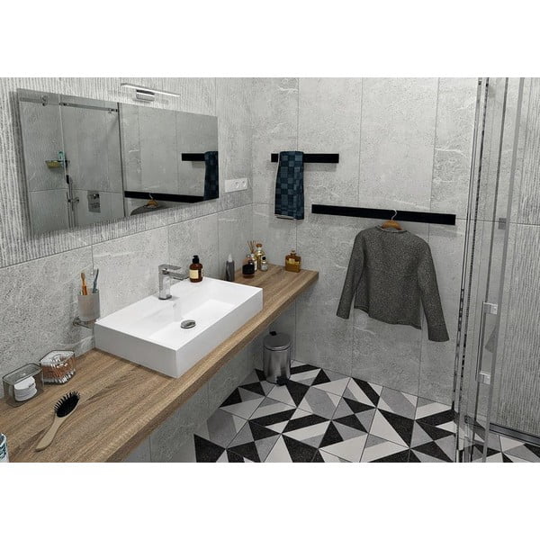 Матово черна стенна поставка за кърпи Patron – Sapho-image-1