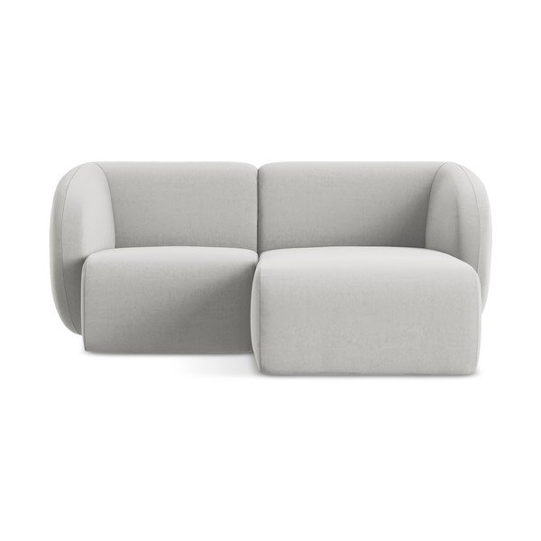 Светлосив кадифен ъглов диван (десен ъгъл) Lani – Makamii