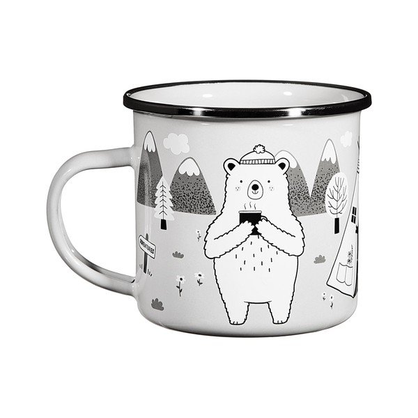 Бяла емайлирана детска чаша Bear Adventure - Sass & Belle-image-2