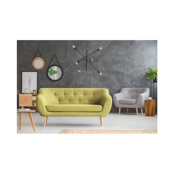 Žlutá dvoumístná pohovka se světlými nohami Mazzini Sofas Sicile-image-4