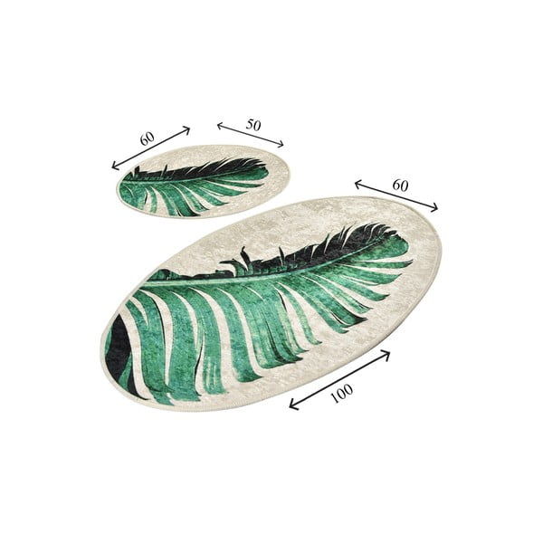 Зелени-бежови килими за баня в комплект от 2 бр. 60x100 cm Floret – Foutastic-image-3
