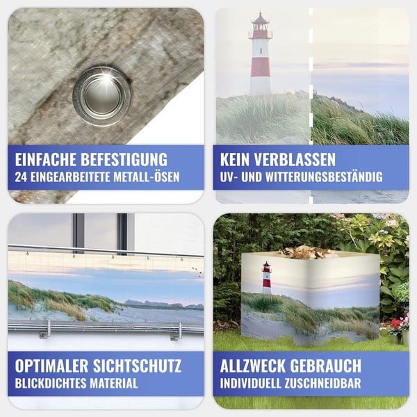 Пластмасов балконски параван 500x85 cm North Sea Coast – Maximex-image-1