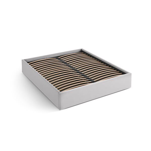 Светлосиво двойно легло 160x200 cm тапицирано с място за съхранение/без табла с включена подматрачна рамка Susan – Micadoni 