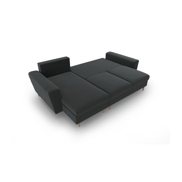 Тъмносив кадифен разтегателен ъглов диван с място за съхранение Kyoto – Cosmopolitan Design-image-2