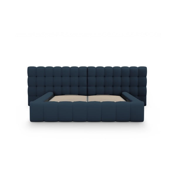 Тъмносиньо тапицирано двойно легло с място за съхранение с включена подматрачна рамка 200x200 cm Mamaia – Micadoni Home-image-4