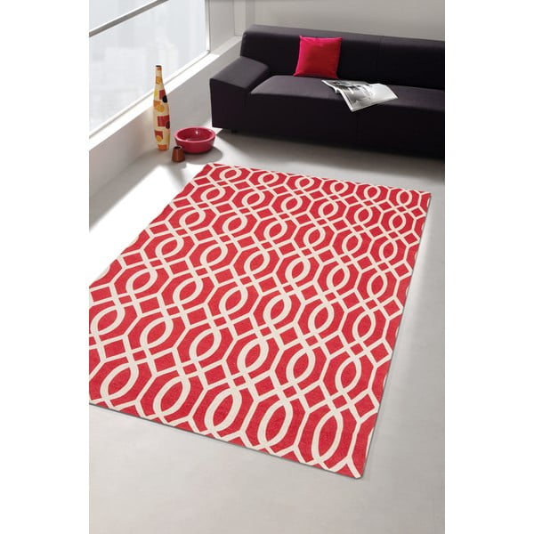 Vysoce odolný kuchyňský koberec Webtappeti Wallpaper Coral Red, 130 x 190 cm