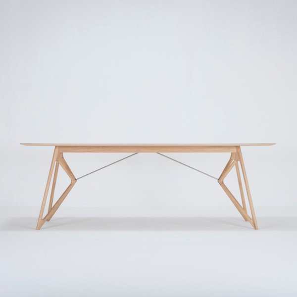 Jídelní stůl z masivního dubového dřeva se zelenou deskou Gazzda Tink, 220 x 90 cm-image-1