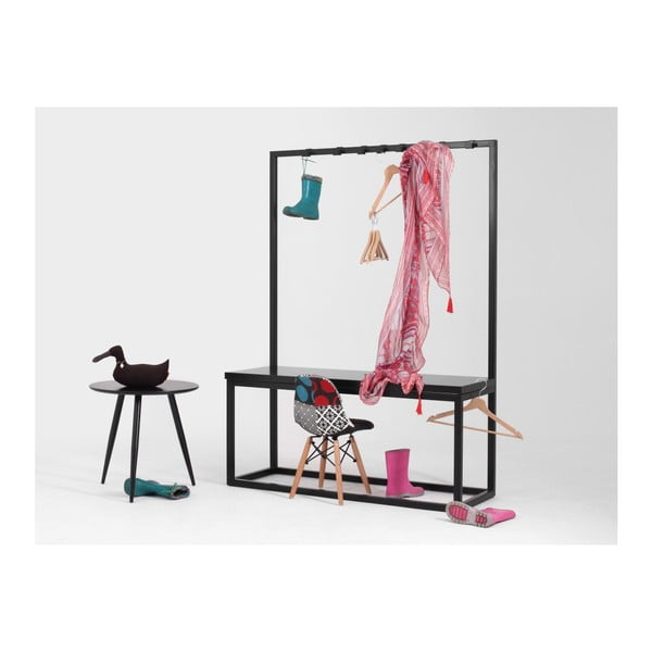 Черна закачалка за дрехи с черна пейка, широчина 120 cm Next - CustomForm-image-4