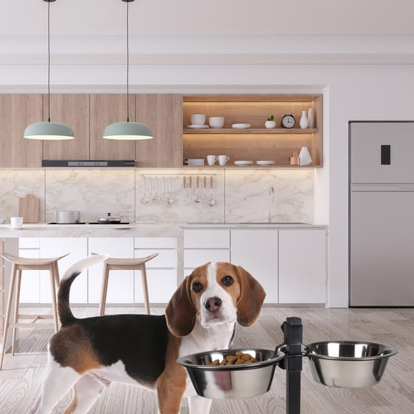 Комплект купички с основа за куче от неръждаема стомана – Love Story-image-1