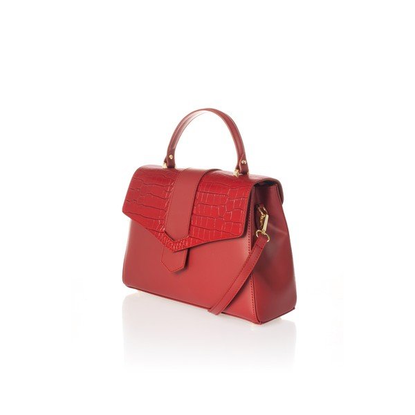 Червена кожена чанта Marta - Federica Bassi-image-3