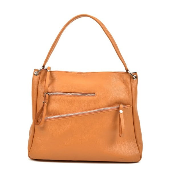 Кафява кожена чанта Perro в цвят коняк - Carla Ferreri