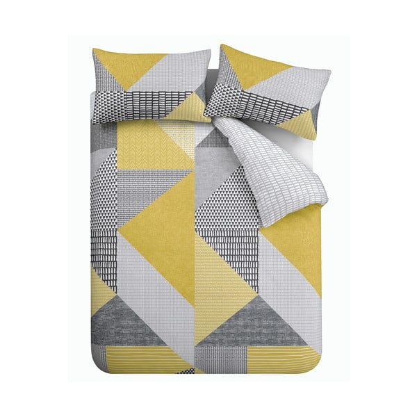 Жълто-сиво спално бельо 200x135 cm Larsson Geo - Catherine Lansfield