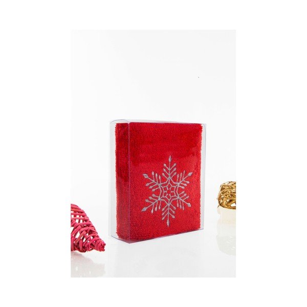 Хавлиена кърпа Christmas Snowflake Red, 30 x 50 cm-image-1