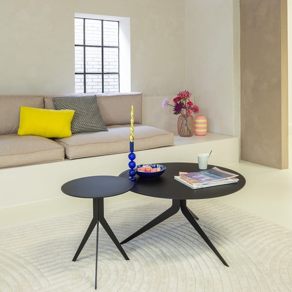 Черна метална кръгла масичка за кафе ø 78 cm Daley – Spinder Design-image-1