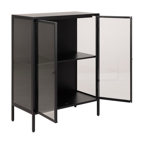 Черен метален шкаф за витрини 80x99 cm Newcastle - Actona-image-3