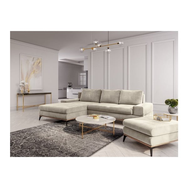 Бежов пуф с кадифена тапицерия Astre - Windsor & Co Sofas-image-3