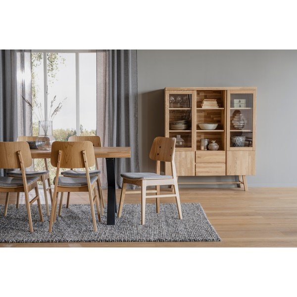 Витрина от дъбова дървесина в естествен цвят 130x150 cm Brooklyn - Rowico-image-3