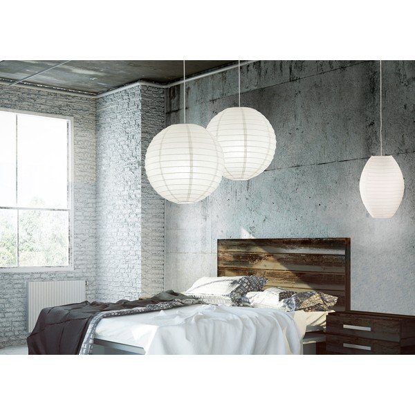 Бяло висящо осветително тяло с хартиен абажур Paper – Trio-image-2