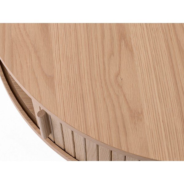 Кръгла масичка за кафе от декор от дъб  в светло естествен цвят ø 85 cm Meta – Unique Furniture-image-4