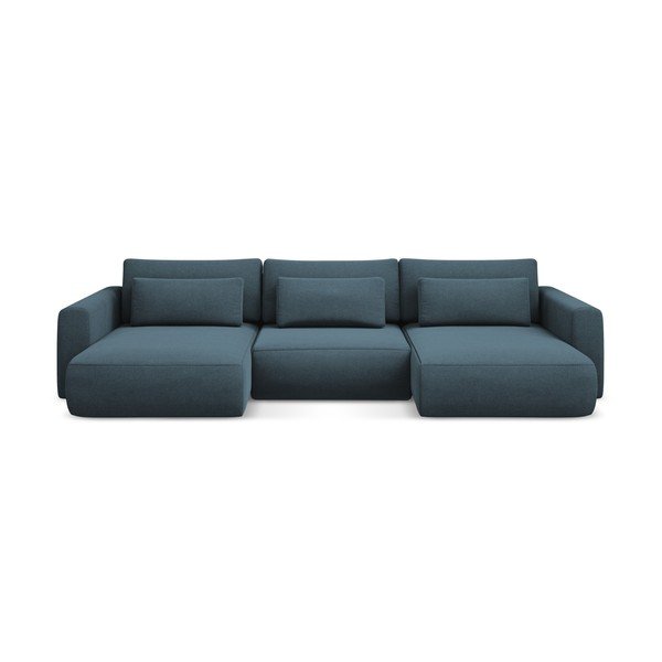 Син разтегателен ъглов диван с място за съхранение (U форма) Kapua – Makamii