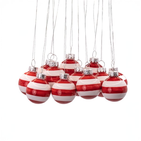 Стъклени ръчна изработени коледни топки в комплект 12 бр. ø 3 cm Bauble Stripe – Sass & Belle