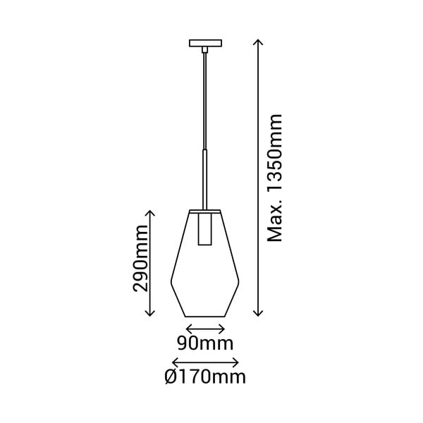 Черно висящо осветително тяло, височина 120 cm Lily - SULION-image-3