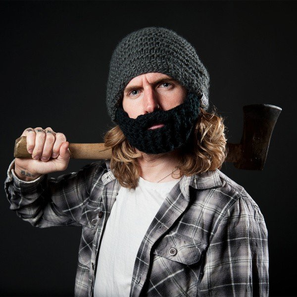 Tmavě šedá čepice s odepínatelným plnovousem Beardo Original -image-3