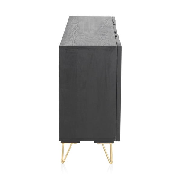 Черен нисък скрин от мангово дърво 160x75 cm Mango - Geese-image-3