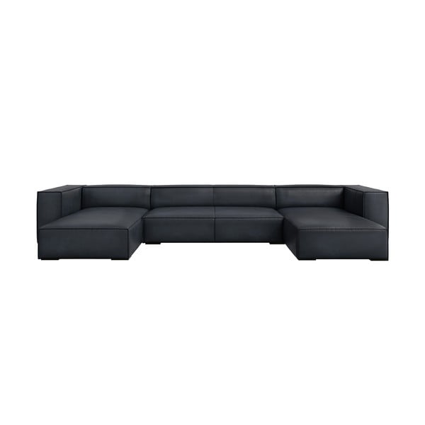 Тъмносин кожен ъглов диван ("U" форма) Madame – Windsor & Co Sofas