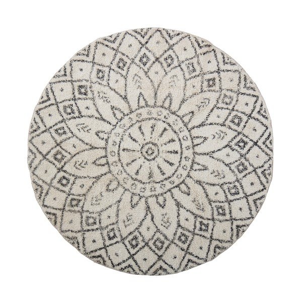 Черно-бял памучен кръгъл килим ø 120 cm Acton – Bloomingville