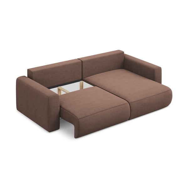 Розов разтегателен ъглов диван с място за съхранение (десен ъгъл) Kapua – Makamii-image-4