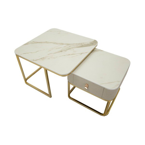 Кремави/златисти масички за кафе в комплект от 2 бр. от декор от мрамор 50x70 cm Beauty – Mauro Ferretti-image-4