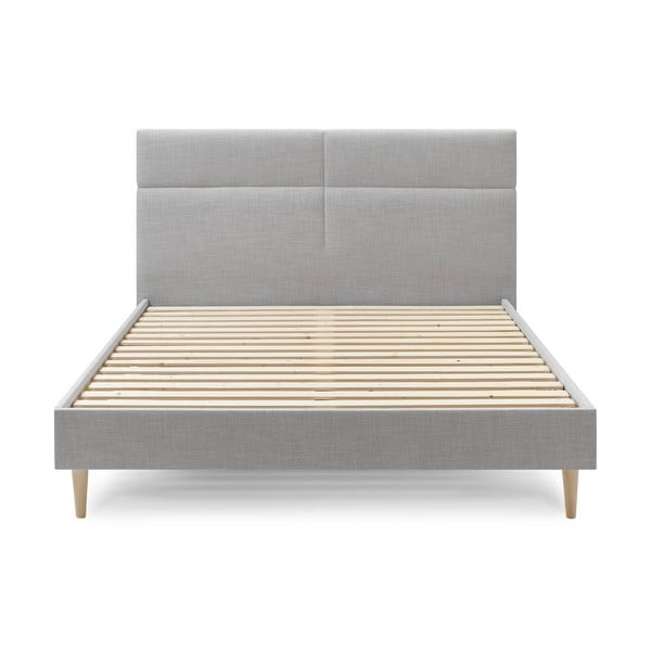 Светлосиво тапицирано двойно легло с решетка 160x200 cm Elyna - Bobochic Paris-image-1