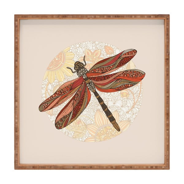 Дървена декоративна табла за сервиране Dragonfly, 40 x 40 cm - Unknown