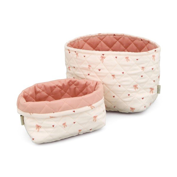 Розови/кремави текстилни детски кошници за играчки в комплект 2 бр. ø 24x17 cm Bows – Cam Cam Copenhagen