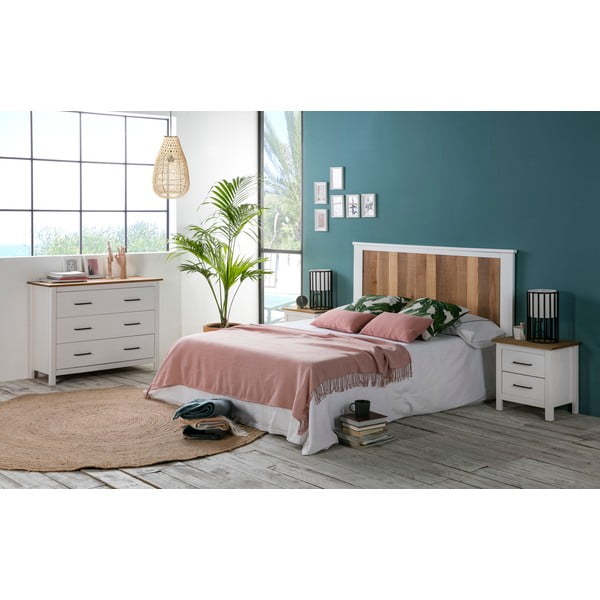 Бял нисък скрин от масивен бор 100x80 cm Miranda – Marckeric-image-1