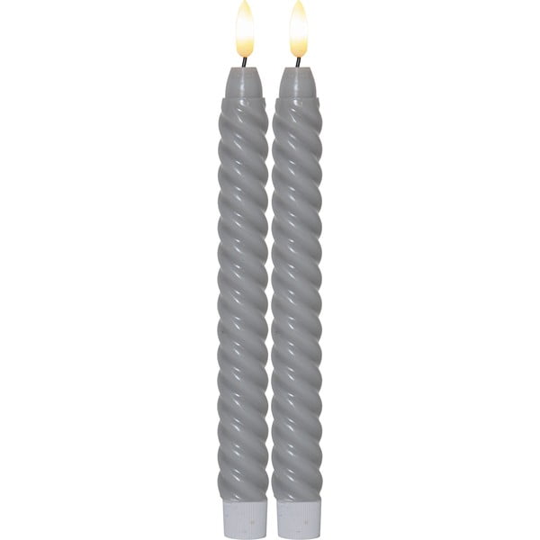 Комплект от 2 LED свещи от сив восък, височина 25 см Flamme Swirl Antique - Star Trading
