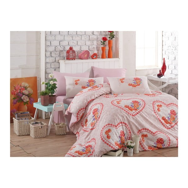 Памучно спално бельо с чаршаф за единично легло Cissmo Lusmo, 160 x 220 cm - Mijolnir