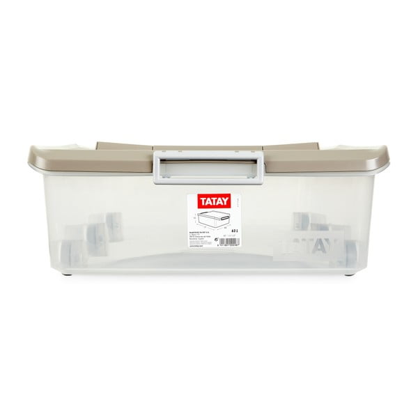 Прозрачна кутия за съхранение под леглото на колела с бежов капак Кутия за съхранение - Ta-Tay-image-2