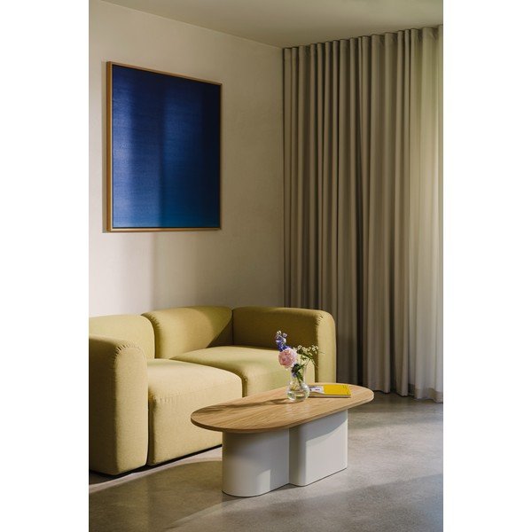 Бежова масичка за кафе с дъбов плот 50x115 cm Looi – noo.ma-image-3