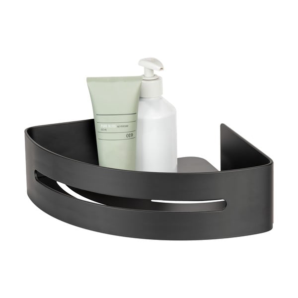 Матово черен ъглов самоносещ метален рафт за баня Bivio - Wenko-image-2